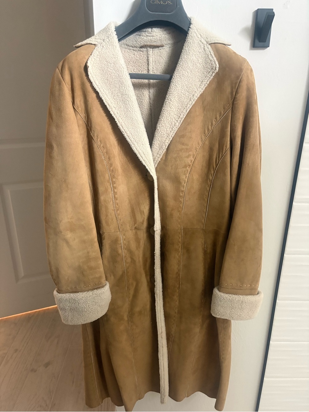 Vintage Genuine Shearling Sheepskin Coat – Camel/Tan with Cream Shearling Lining